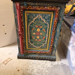 Hand Painted Vintage Self Standing Cabinet 