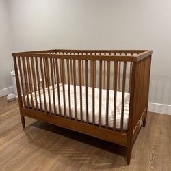 Crate And Barrel Walnut Crib And Mattress