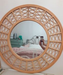 Round Wicker Mirror