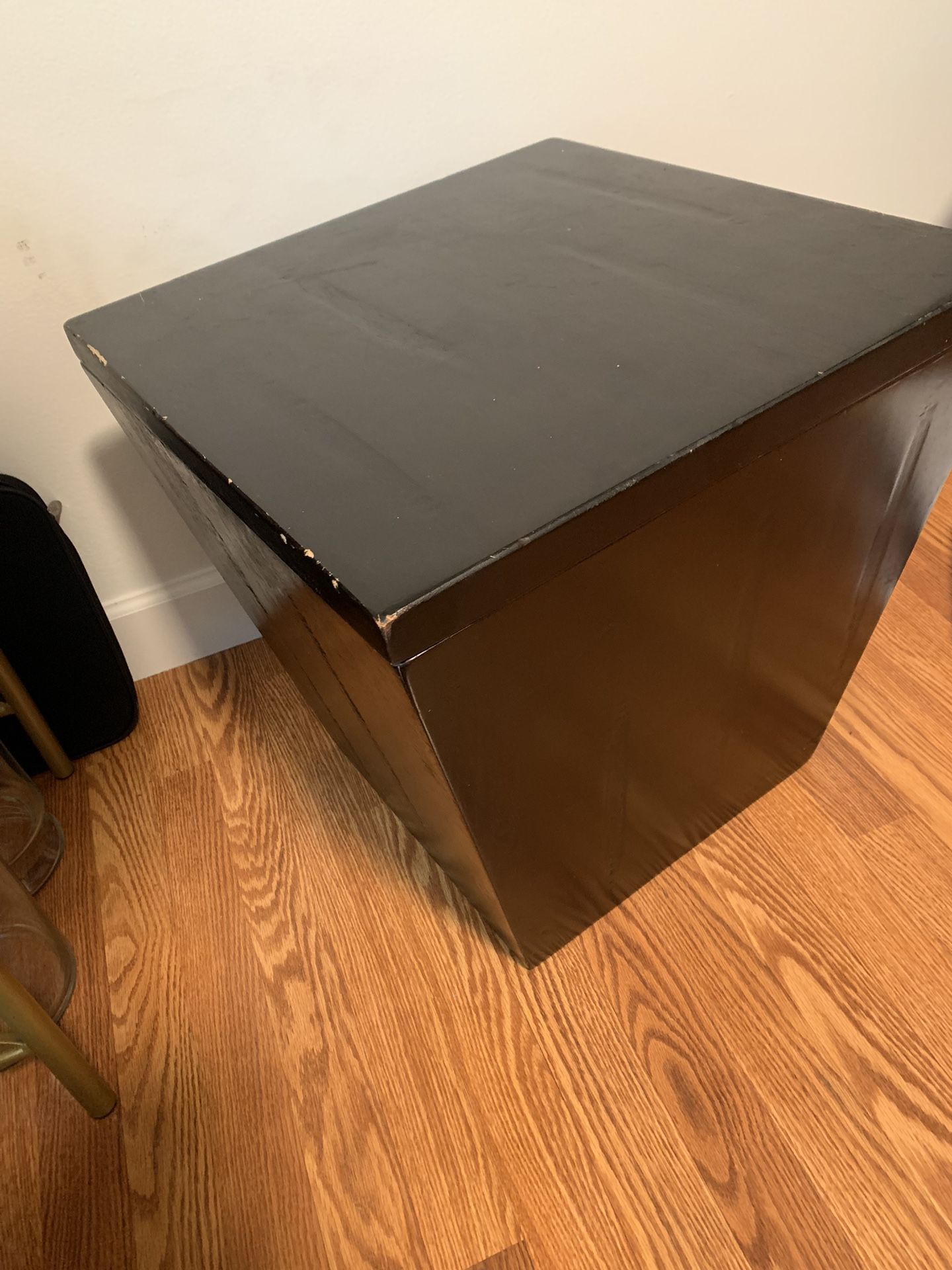 2 Dark Oak Wooden Storage Ottomans