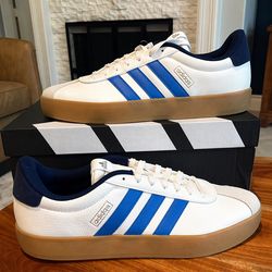 Adidas VL Court 3.0 Lace Up Sneakers Core White/Royal Blue Color Size 12