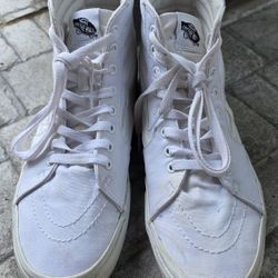 Vans Sk8-Hi Classic Canvas High-Top Sneakers in White Size 9.5 Men Size 11 Women