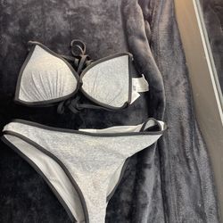 H&M Gray and Black Bikini Set