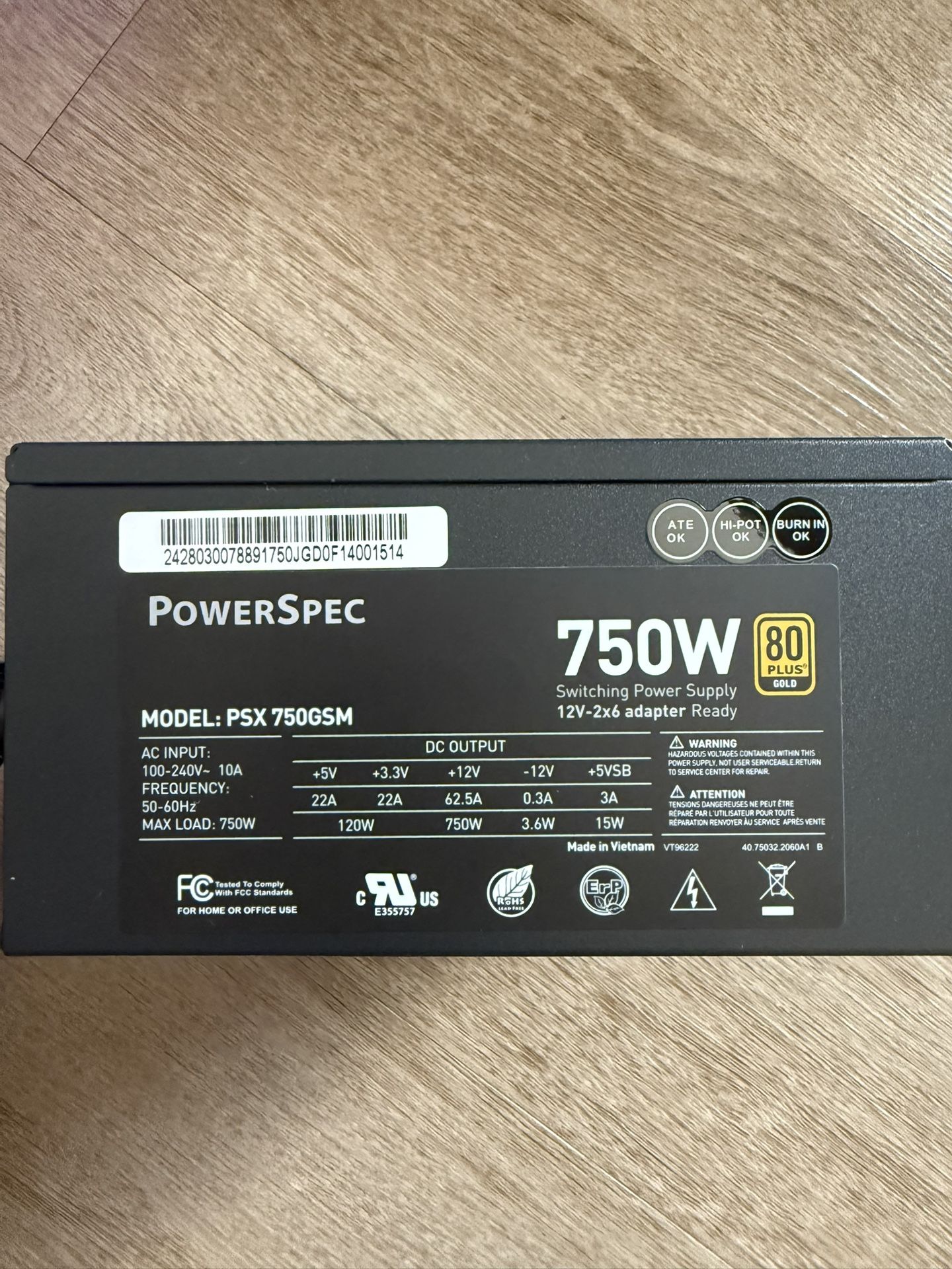 PowerSpec 750GSM PC Power Supply