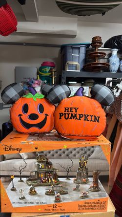 Disney Mickey Mouse Halloween Pumpkin Pillows Set of 2