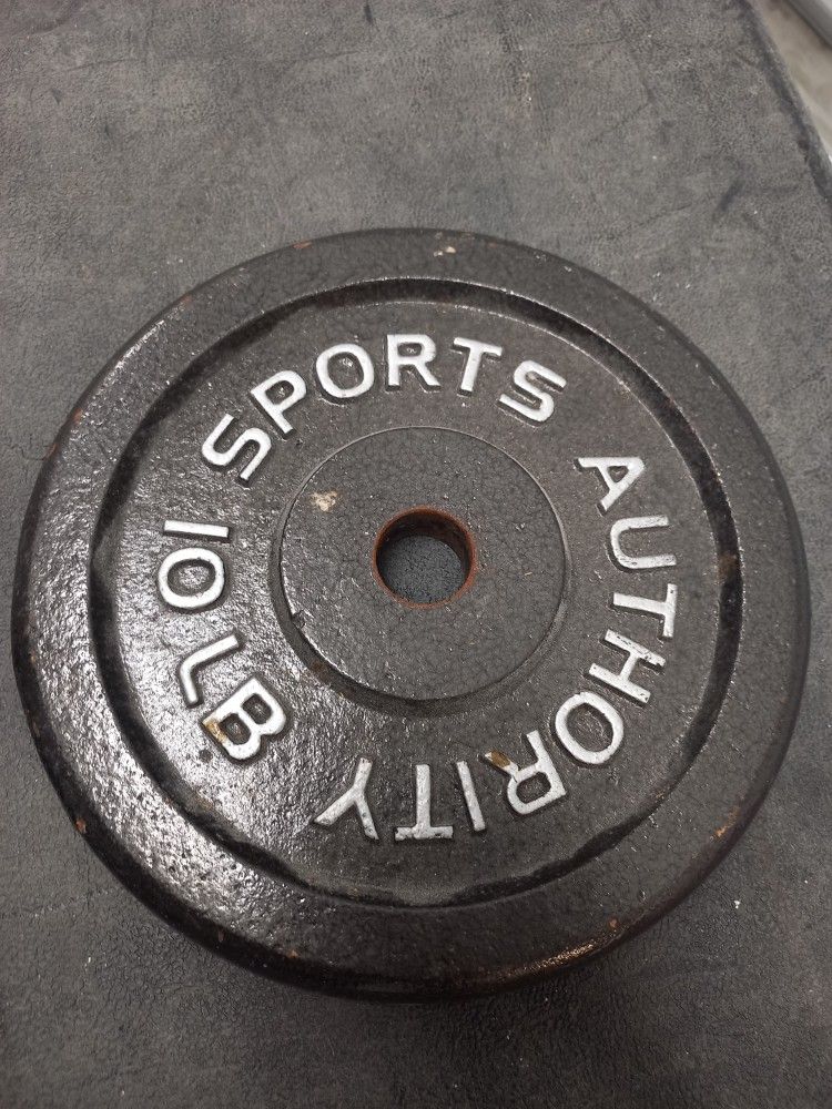 10lb Sports Authority Standard Size Barbell Weight Plates Pair 1" Black 4.5kg