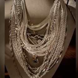 Beautiful Men’s And Women’s Sterling Silver Plated Chains For Sale.... Various Styles And Lengths Available .. Any Chain $65 Each