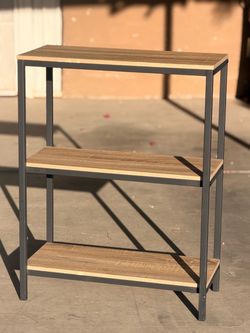 3-Tier Rustic Wood & Metal Storage Shelf