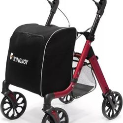 FlyingJoy Red Rollator Walker-4-Wheels Trolley