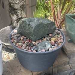 24” Custom Natural Granite Rock Water Fountain & Rainbow Rock Complete Package