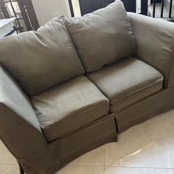 Loveseat Couch Sofa Olive Green neutral Brown