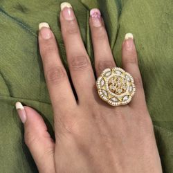 New | Indian Luxury Moissanite Adjustable Ring