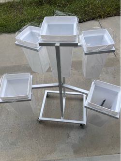 Selling only- Flower Bloom Portable Display Stand, on wheels plus 5 containers- brand new