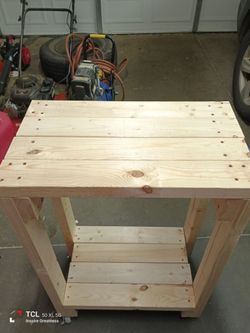 Small Table are storage cart with lockable wheels