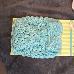 0 To 4 Month Mermaid Blanket With Headband
