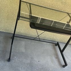 Glass Top Computer Desk, Metal Frame Location, Reedley