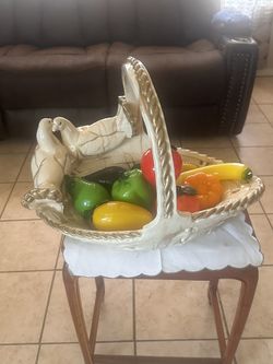 Dining Room Crystal Fruits With a Ceramic Basket