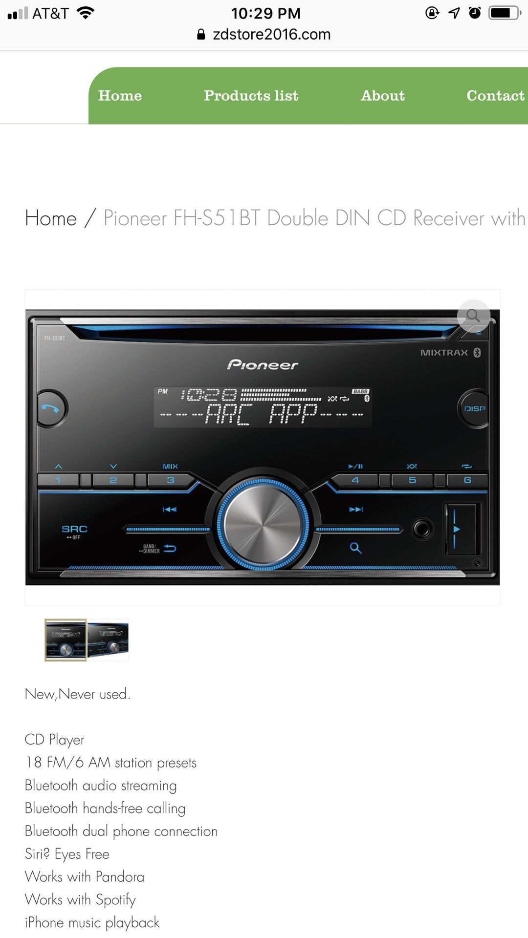 Pioneer FH-S51BT Double DIN CD Receiver with built-in Bluetooth