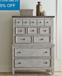 Solid Wood Farmhouse Modern 5 drawer Dresser