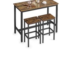 New VASAGLE Bar Table Set with 2 Stools