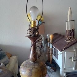 Antique/Vintage Hurricane Lamp W/Brass Base