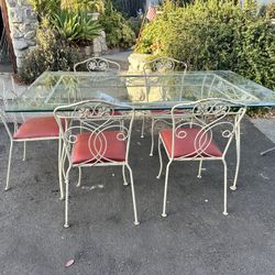 Vintage Wrought Iron Patio Table & Chairs