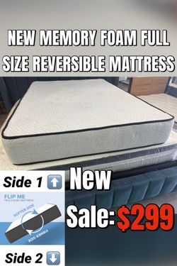 NEW MEMORY FOAM FULL SIZE REVERSIBLE MATTRESS