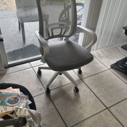 One Chair Color  White And Beige Ayustable Suivel