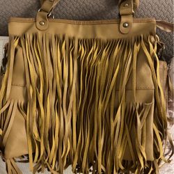 Tan Color Purse W Fringes