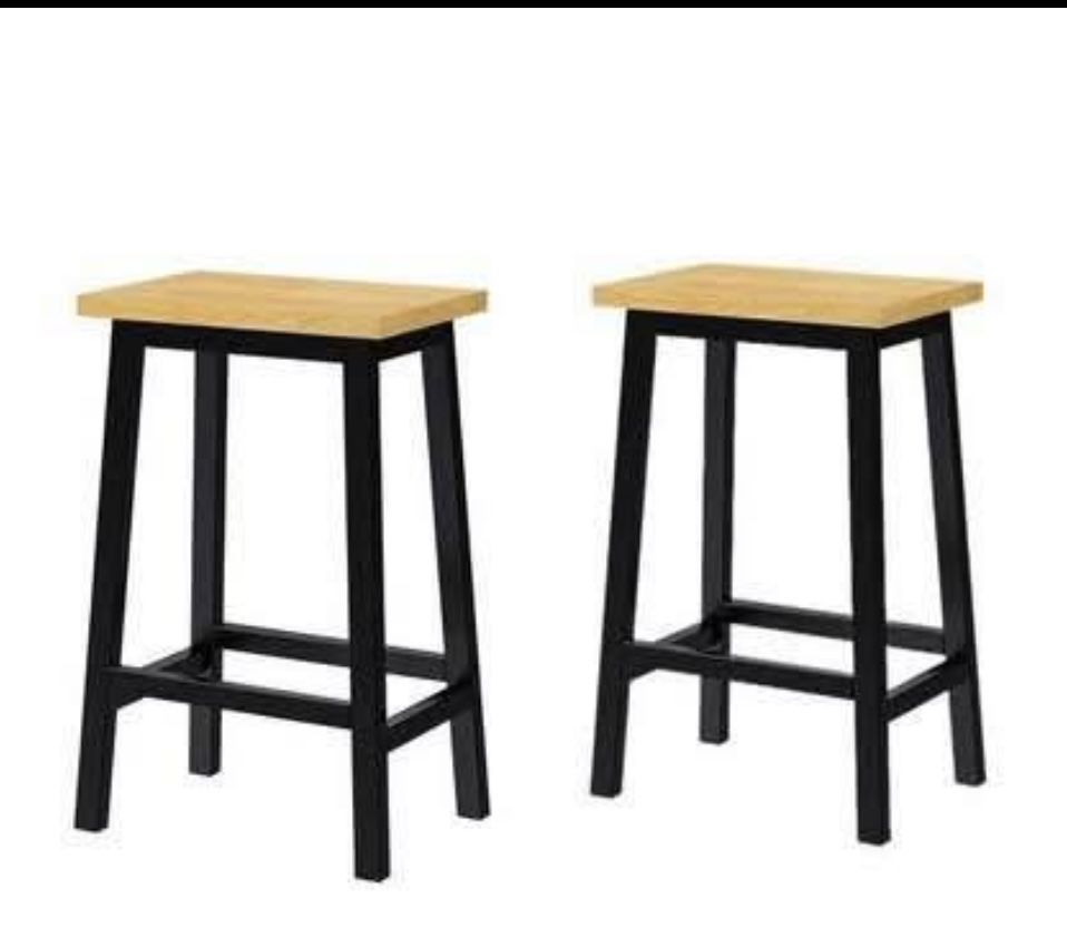 New Assembled Bar Stools, 25.6" Tall Set of 2 Bar Chairs, Kitchen Counter Stools with Footrests