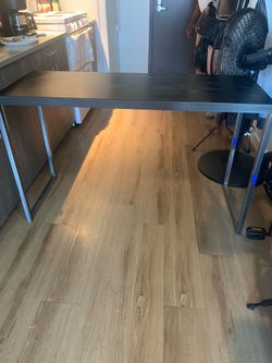 Long black table with 2 chairs bundle