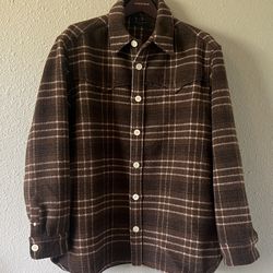 ALLSAINTS Men’s XL Brown Plaid Nikko LS Western Button Up Shirt Jacket