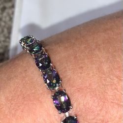 Mystic Green Opal & Silver Bracelet 
