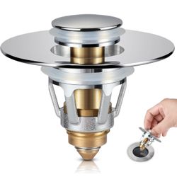 Tgosomt Bathroom Sink Stopper, Bathroom Sink Drain Strainer, Revolutionary Bathroom Accessories & Essentials (Chrome-Plated)