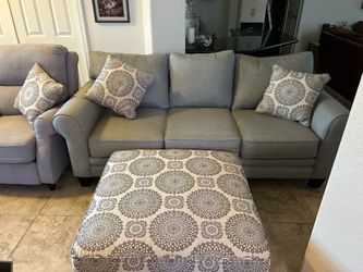 Beautiful couch, recliners, over size chairs and ottoman