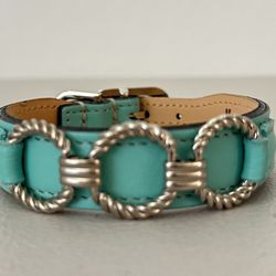 Athena Dog Collar in Turquoise & Nickel