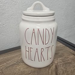 New Rae Dunn Candy Hearts 6" Canister 