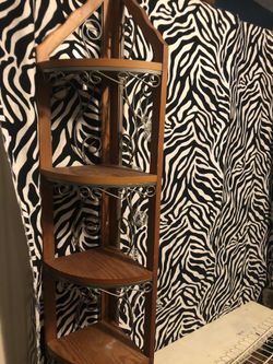 Two Corne Shelves Wooden Storagej Display 