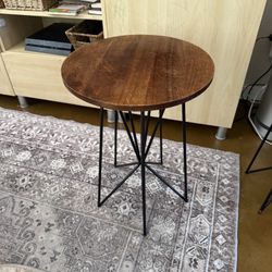Dark wood round accent side table