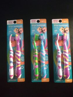 3 Packs Of Children's Striped Soft Toothbrushes