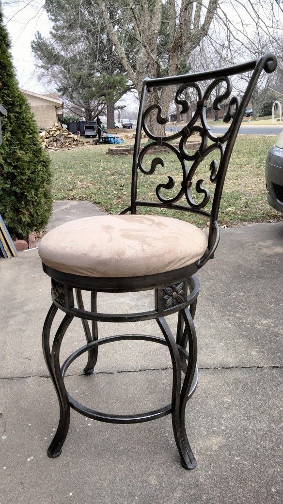 Set Of Bronze Swivel Bar Stools (3)