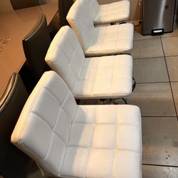 Stool Seat White Leather 