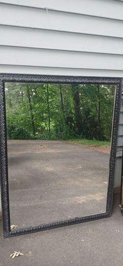 Large Wall Mirror with Black Ornate Frame