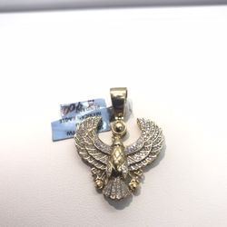 New 10K Solid Gold Diamond Eagle Pendant 
