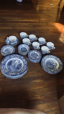 LIBERTY BLUE Historic Colonial Scenes Vintage Set of 41