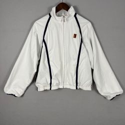 Vintage Nike Youth L 12-14 White Navy Windbreaker Jacket 90s