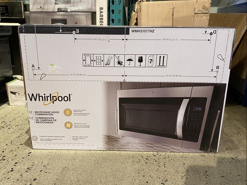 NEW! WHIRLPOOL Stainless Steel 1.7 Cubic Ft. Microwave