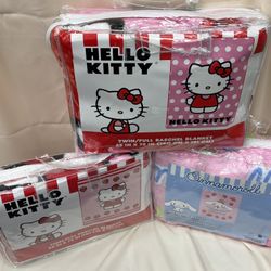 Hello Kitty & Cinnamoroll Twin Blanket 