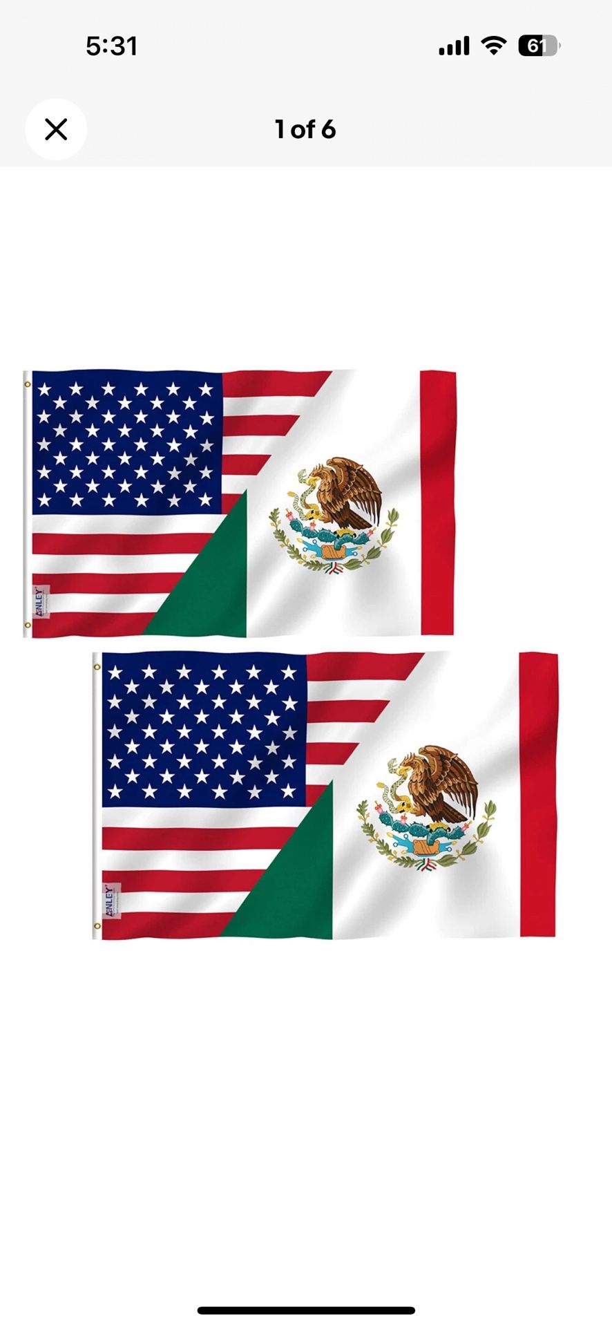 3x5 Half American Mexican Flag