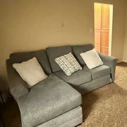 Reversible chaise sofa with chair and ottoman (pillows included)